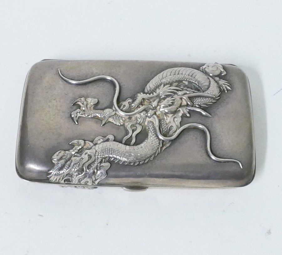 Chinese Silver Dragon Cigar Case - Zother - Oriental