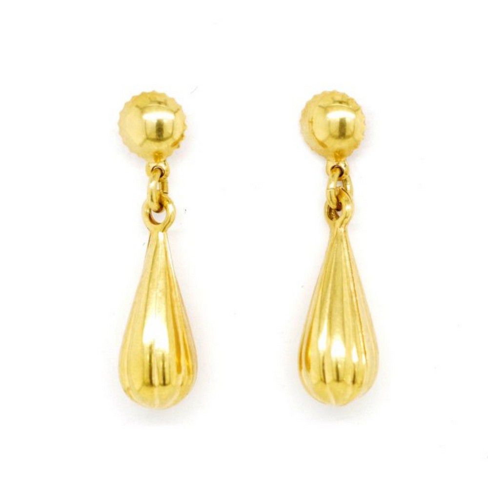 18ct Gold Drop Stud Earrings - 3.3g - Earrings - Jewellery