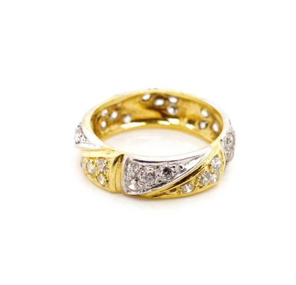 18ct Two Tone Gold CZ Ring, Size N - Rings - Jewellery