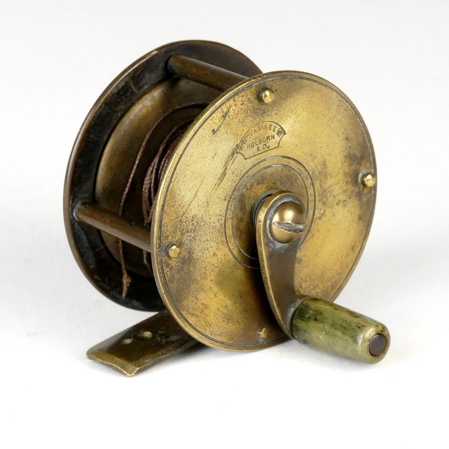 19th Century Brass Crank Wind Reel by A.W. Gamage Ltd - Sporting Equipment  - Fishing - Recreations & Pursuits