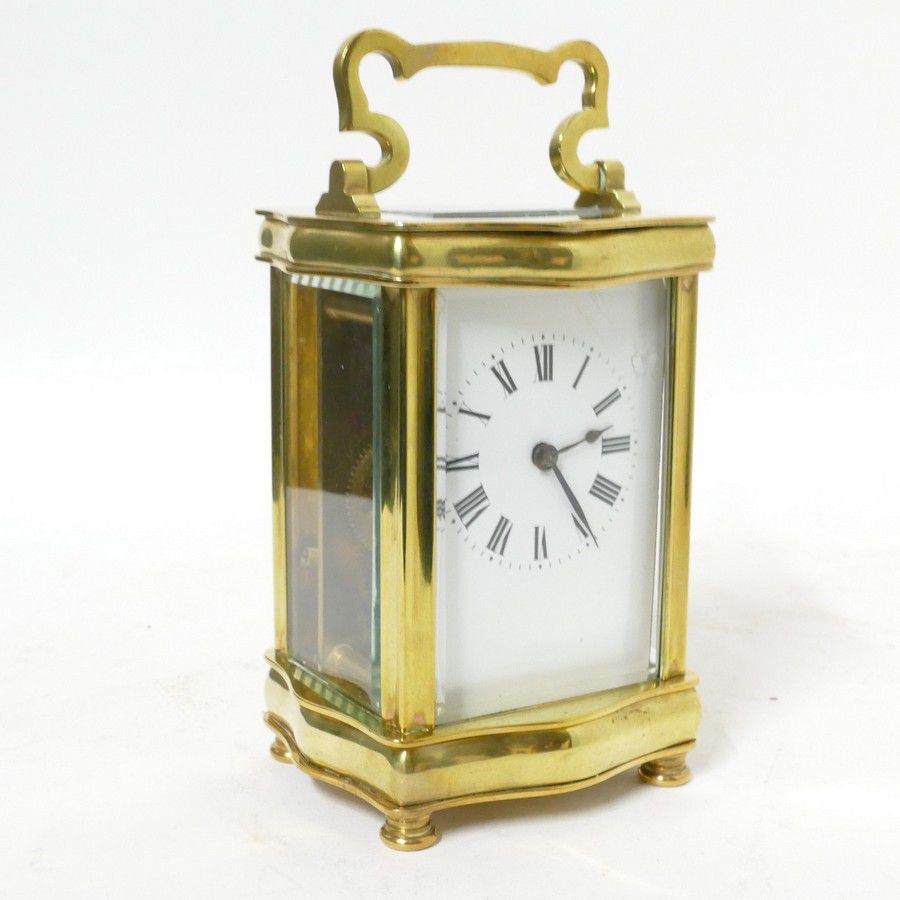 French Brass Carriage Clock with Serpentine Corniche - Clocks ...