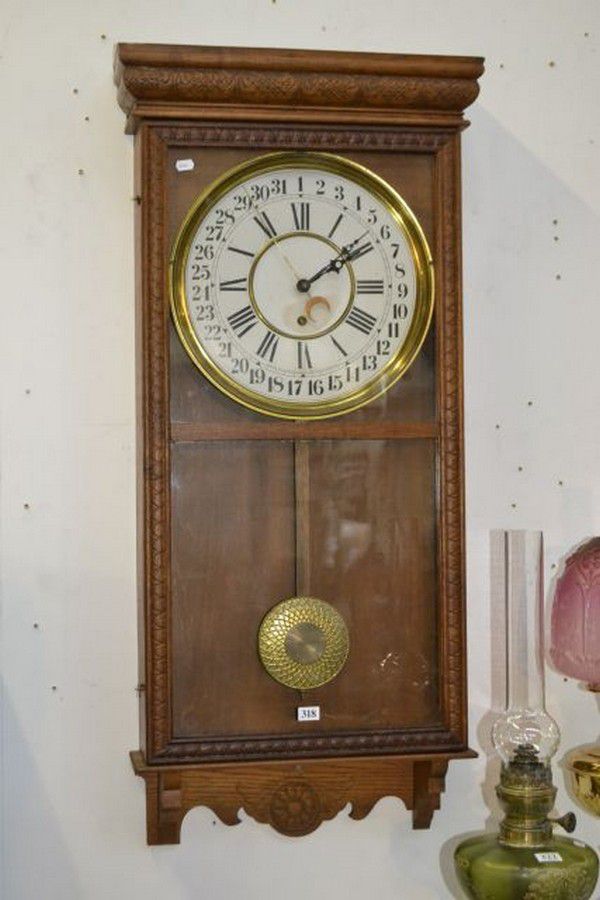 Late 19th Century American Country Sessions Wall Clock Clocks Wall