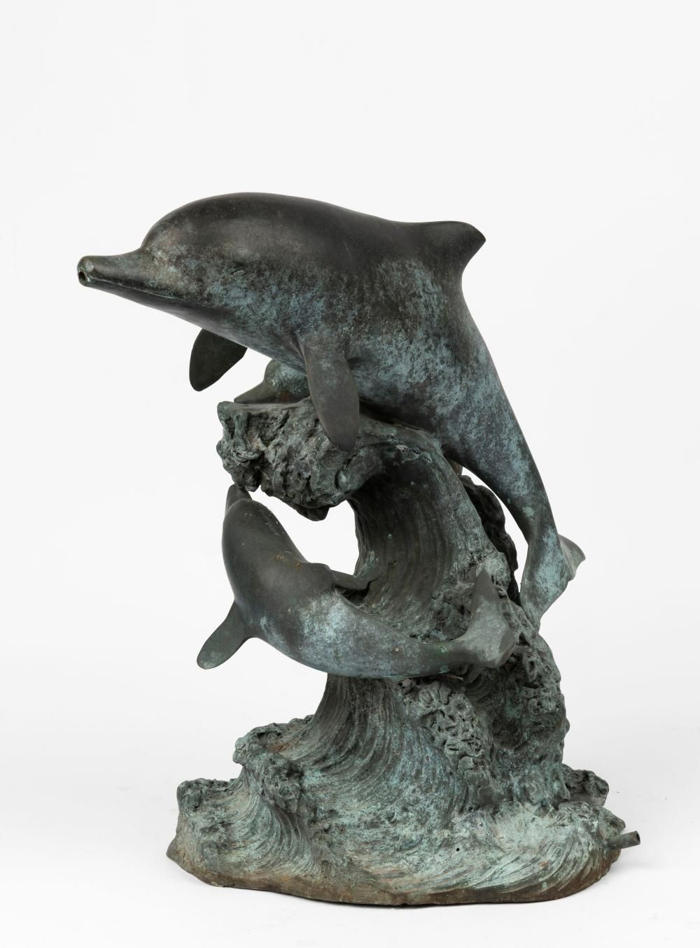 Leaping Dolphin Fountain: Two Dolphins in Playful Motion - Decorative ...