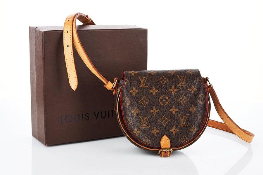 Louis Vuitton, saddle flap bag, monogram canvas with tan… - Handbags & Purses - Costume ...