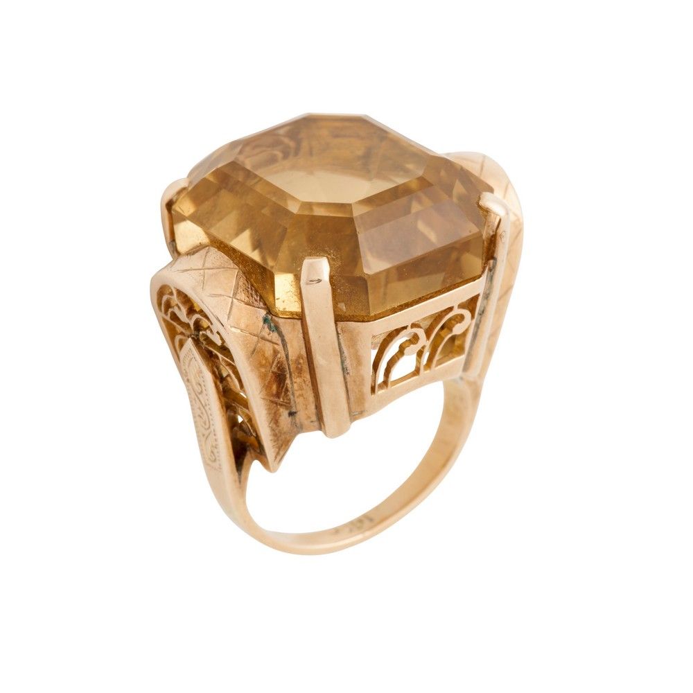 14ct Gold Citrine Ring with 28.0 Carat Octagonal Stone - Rings - Jewellery