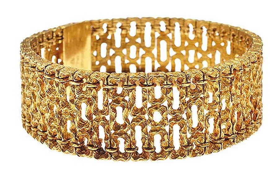 Depose 18ct Gold Textured Cocktail Bracelet - 81.0g - Bracelets/Bangles ...