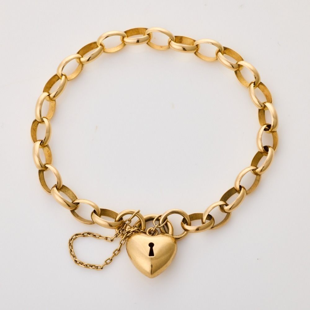 9ct Gold 'Sparkle' Belcher Heart Halo Bracelet main image 1