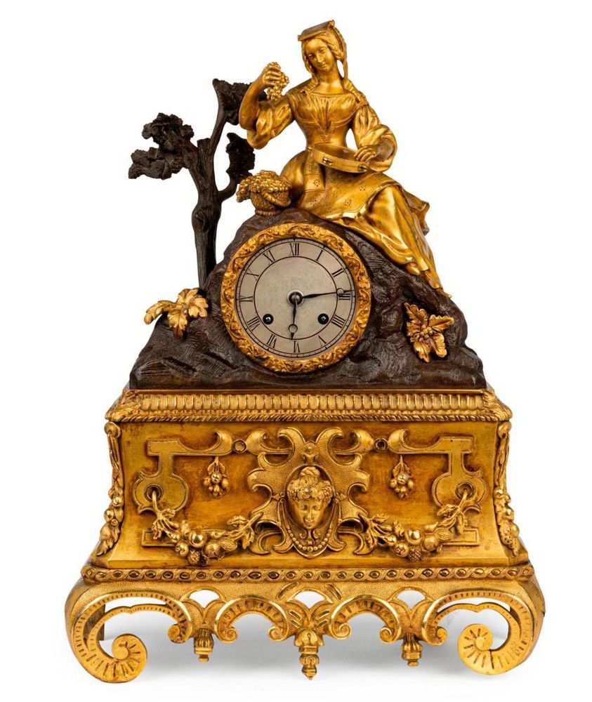 French Bronze Figural Mantel Clock 19th Century Clocks Figural
