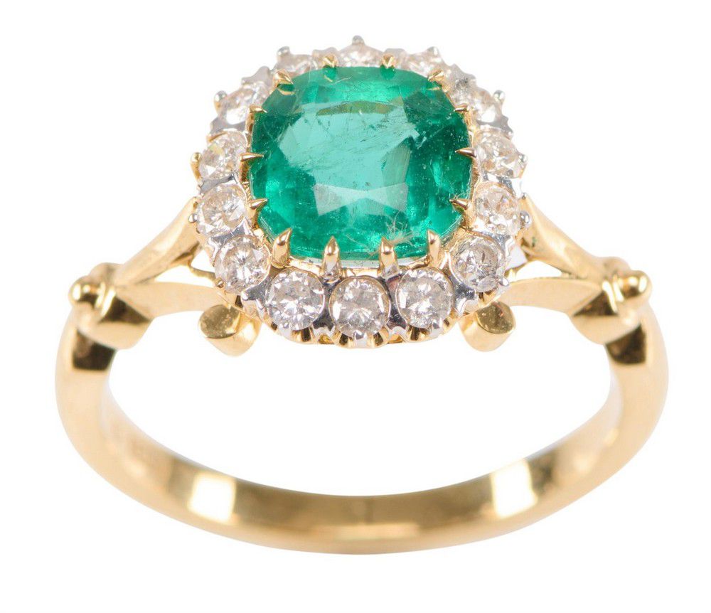 Emerald and Diamond Cluster Ring - Rings - Jewellery