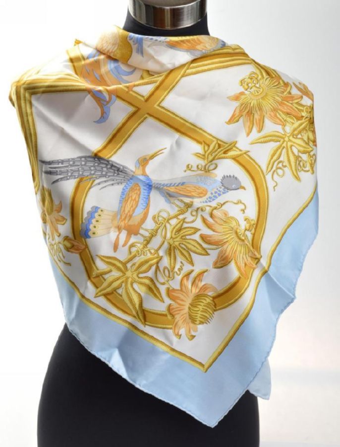 A silk scarf by Hermes, the 'Caraibes' design scarf by… - Shawls ...