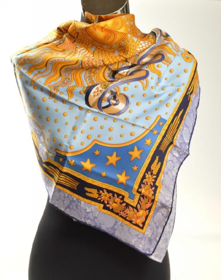 Hermes Silk Scarf 'Carpe Diem' by Joaquim Metz - Shawls, Scarfs ...