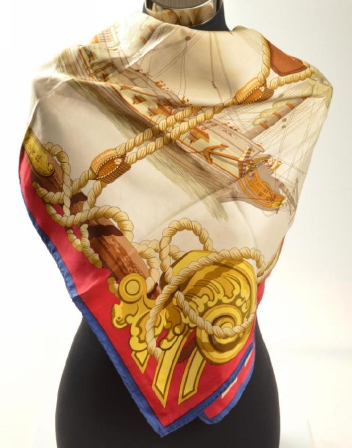 Hermes 'Tribord' Silk Scarf by Julia Abadie - Shawls, Scarfs & Collars ...