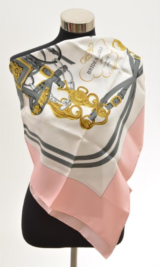 Hermes Brides de Gala Silk Scarf, Grey and Gold Design - Shawls, Scarfs ...