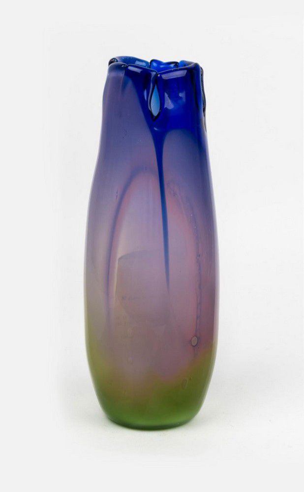 Torn Rim Studio Glass Vase by Peter Viesnick, Australia Australian