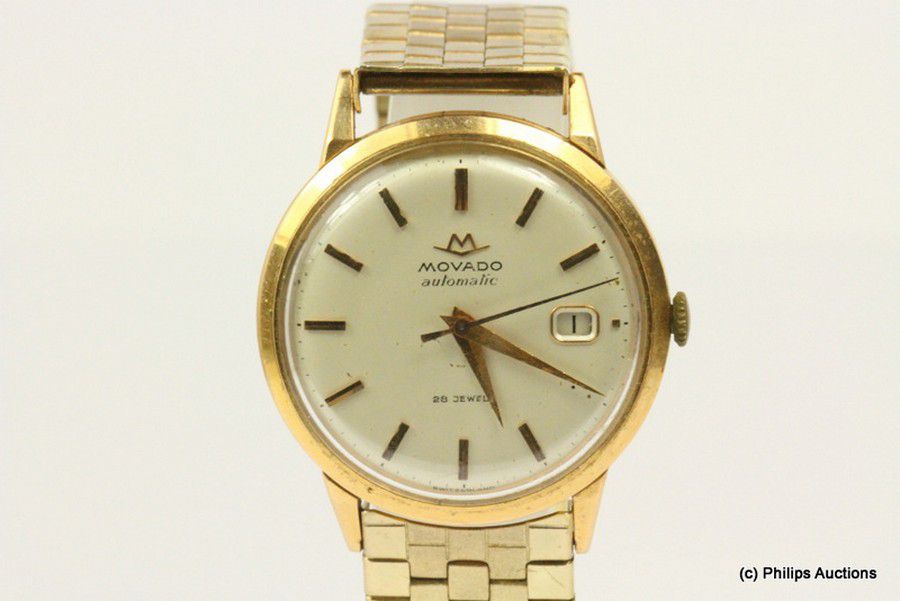 18ct Gold Movado Automatic Wristwatch with Date and Bracelet - Watches ...