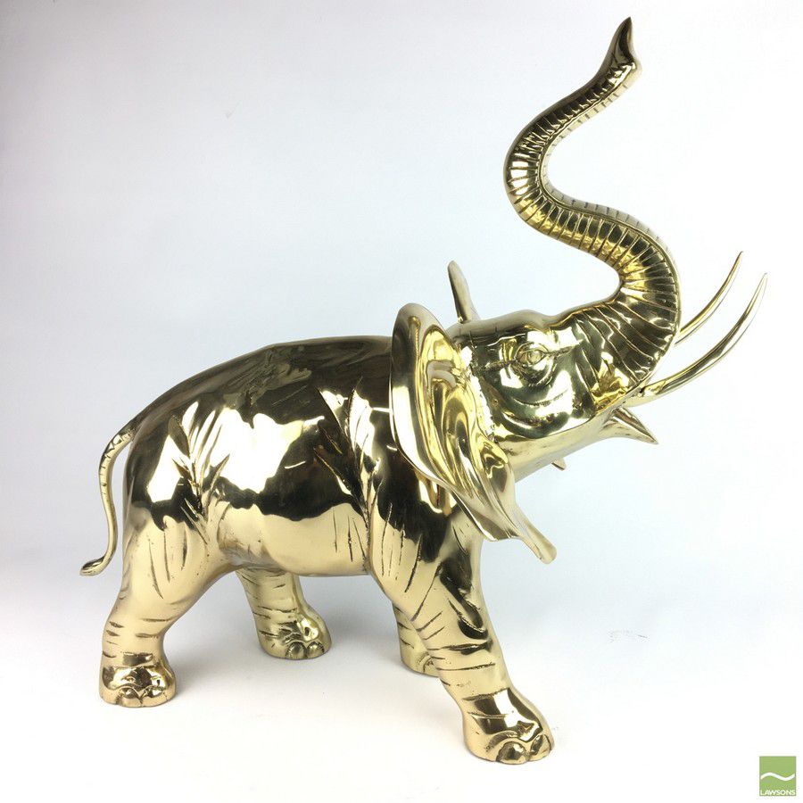 おまけ付】 brass - elephant 真鍮製 ゾウ 象 at 縦 - Elephant 63cm