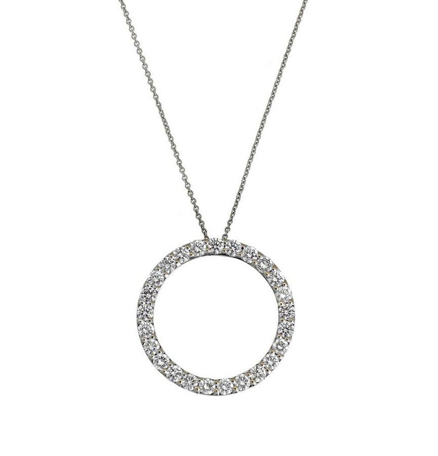 18ct white gold and diamond 'Circle' pendant necklace, Roberto ...