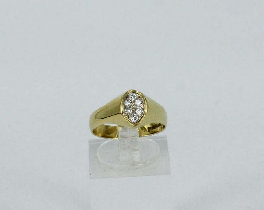 Concave Diamond Signet Ring in Gold and Platinum - Rings - Jewellery