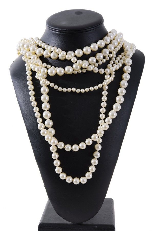 Amazon.com: Aimimier 1920s 3-Strand White Faux Pearl Necklace and Dangle  Earrings Set with Crystal and Rhinestone Long Pearl Necklace Statement  Women Jewelry : Clothing, Shoes & Jewelry