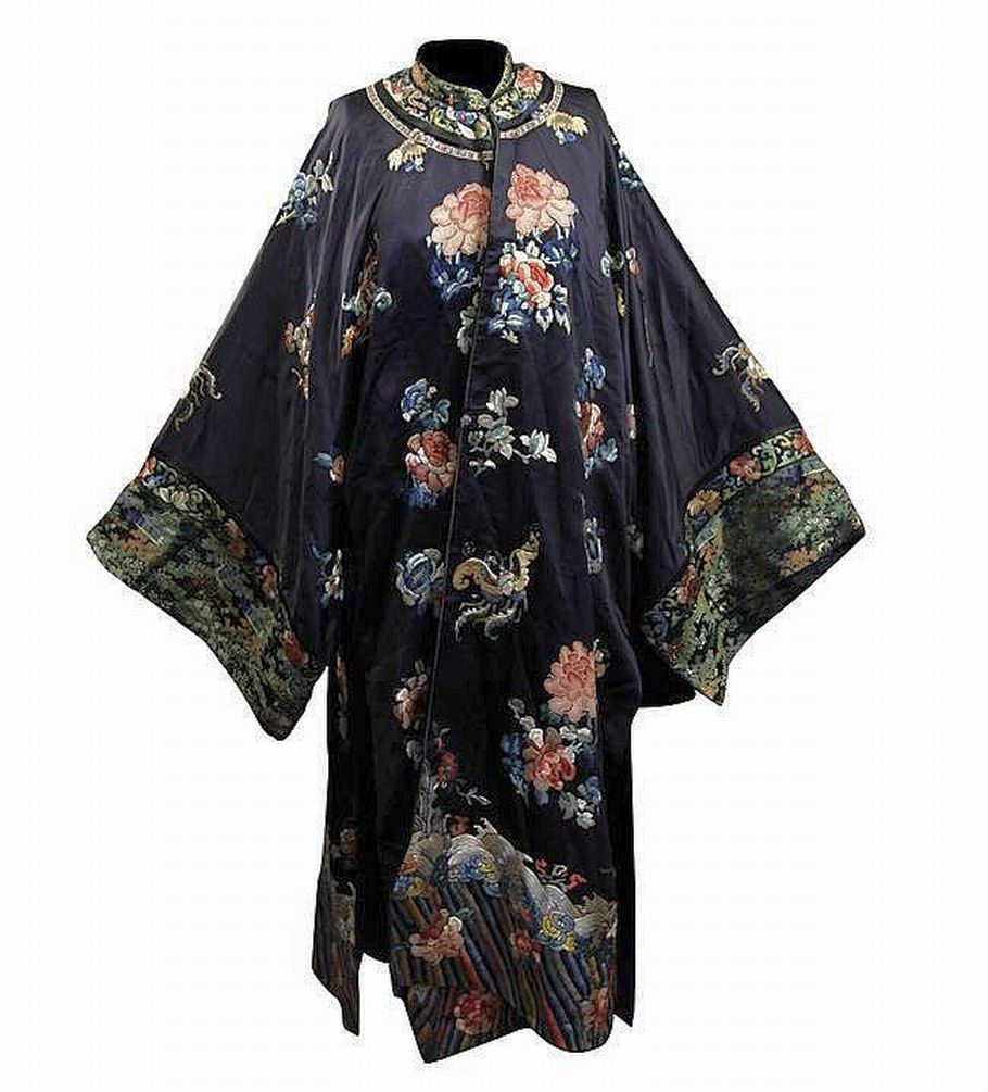 Floral and Insect Embroidered Chinese Silk Coat - Textiles & Costume ...