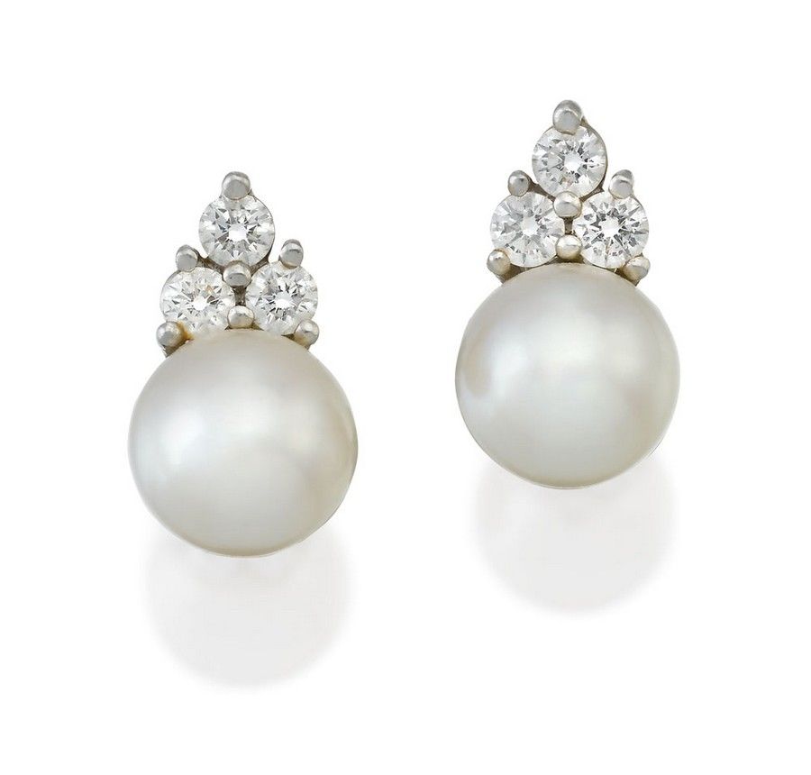 Platinum and Pearl 'Aria' Studs by Tiffany & Co - Earrings - Jewellery
