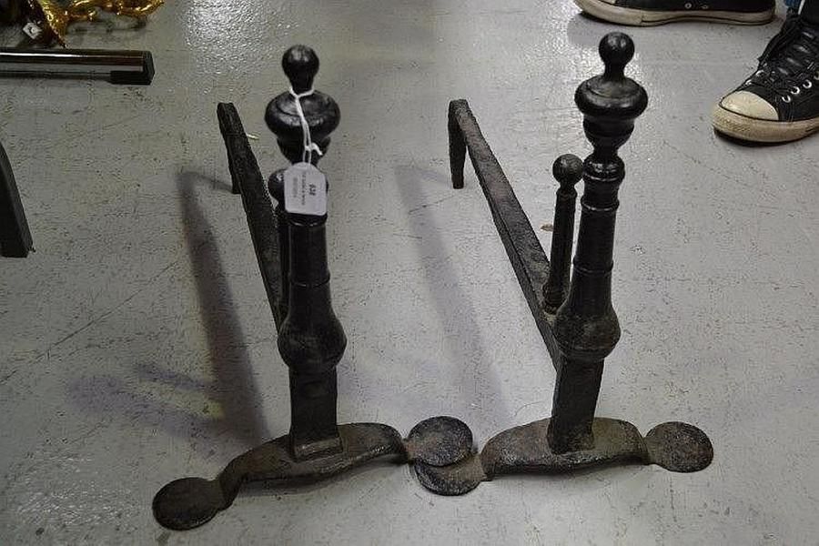17th Century English Wrought Iron Fire Dogs (Pair) - Structural ...