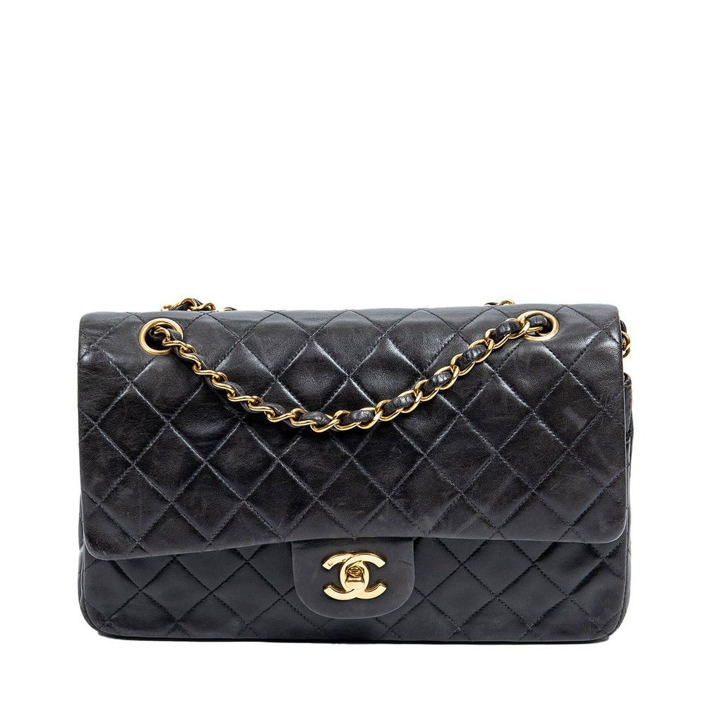 A Chanel classic double flap 26 bag. Black quilted lambskin… - Handbags ...