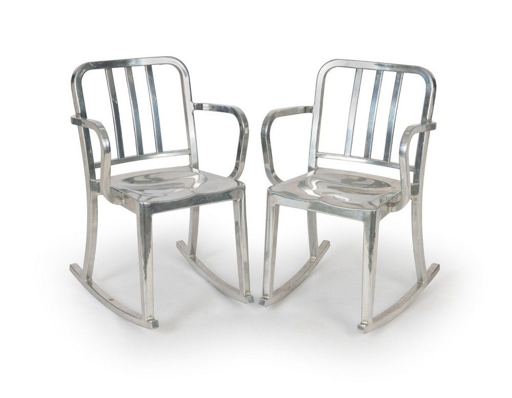 Philippe Starck Chrome Aluminium 'Emeco' Rocking Chairs Pair - European ...