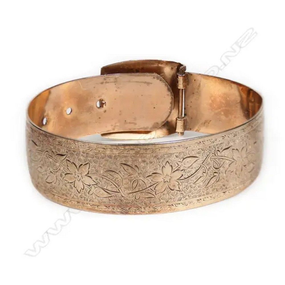 Victorian 9ct Rose Gold Belt Bangle with Engraved Decoration ...