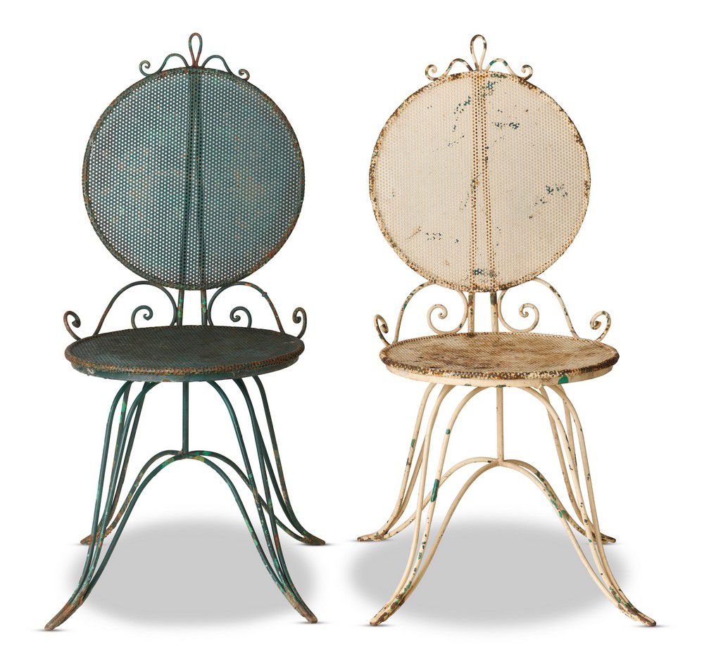 Perforated Metal French Outdoor Chairs European Furniture Post 1950