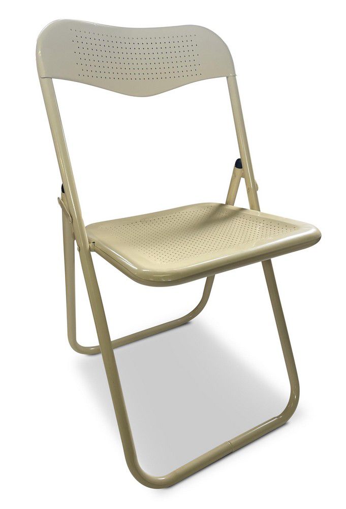 French Fold Out Chairs with Perforated Metal (9 words) European Furniture Post 1950