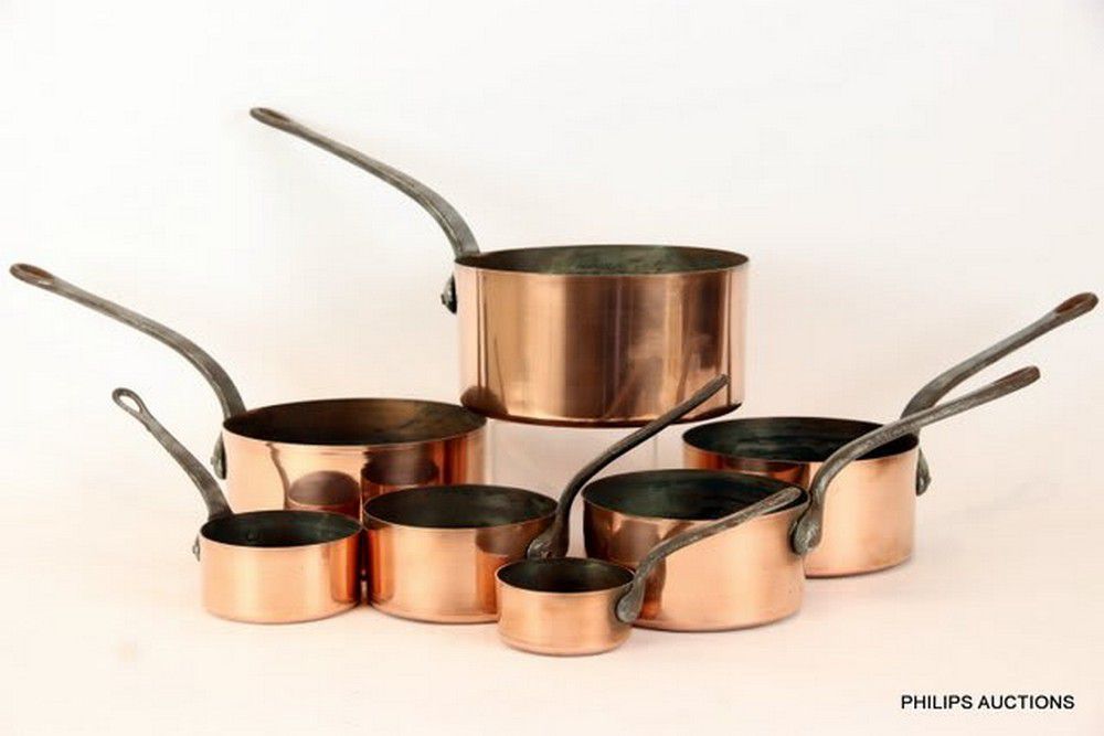 7Piece Copper Saucepan Set with Steel Handles Copper Metalware