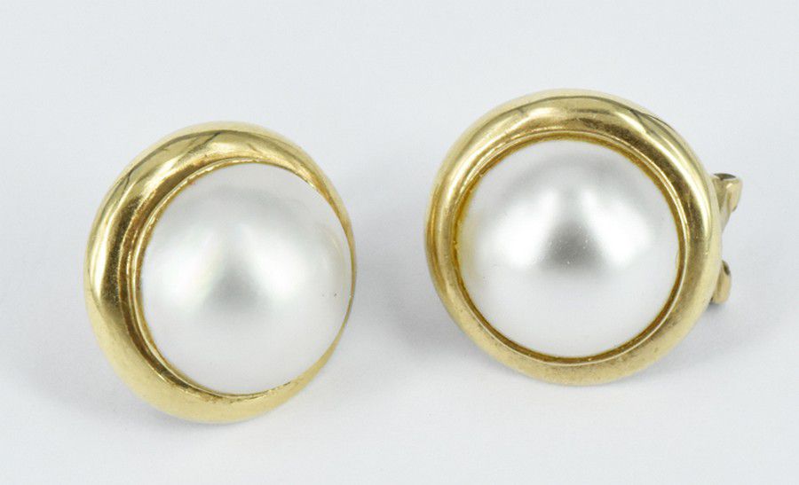 Ct Gold Mabe Pearl Earrings G Earrings Jewellery