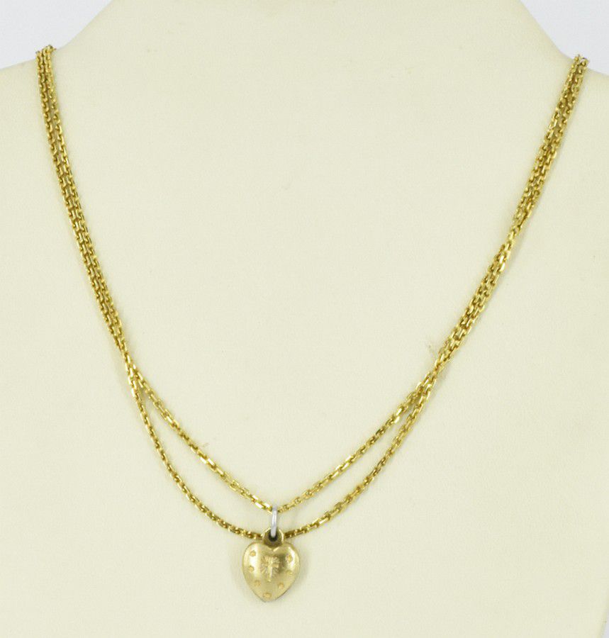 14ct Gold Chain with Gilded Religious Heart Pendant - Pendants/Lockets ...