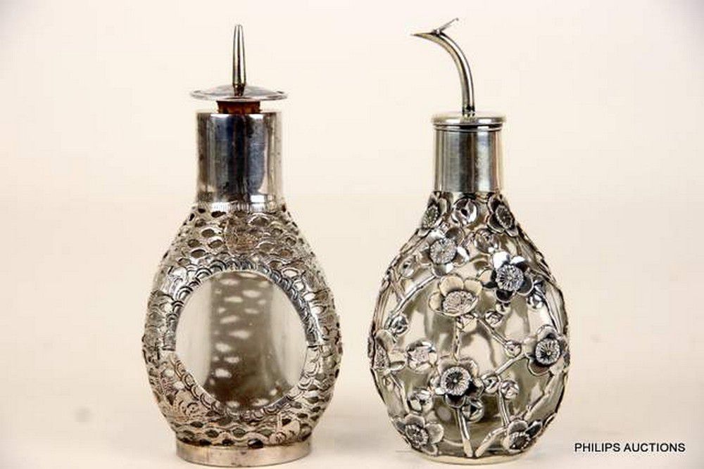 Chinese Sterling Silver Bitters Bottles, Early 20th Century Zother