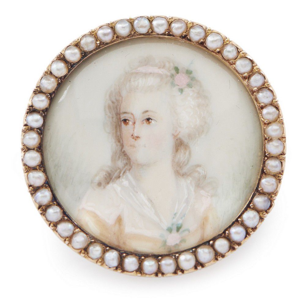 Seed Pearl Miniature Portrait Brooch - Miniatures & Silhouettes ...