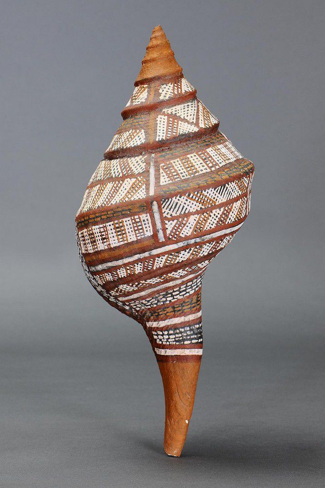 Painted Trumpet Shell from Groote Eylandt Aboriginal Artefacts Tribal