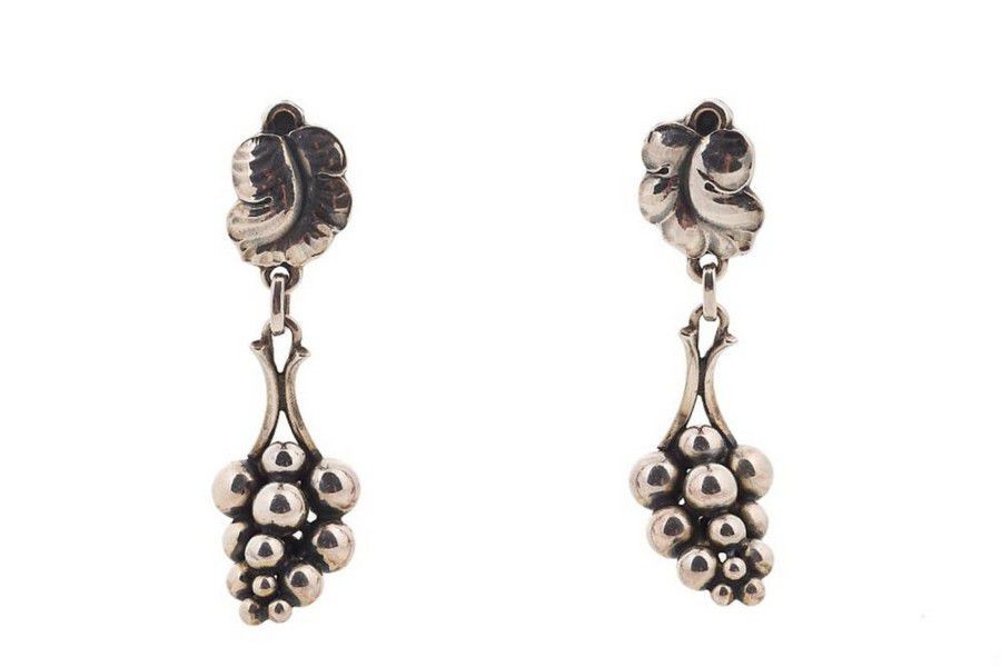Harold Nielsen Grape Earrings in Sterling Silver with Box - Earrings ...