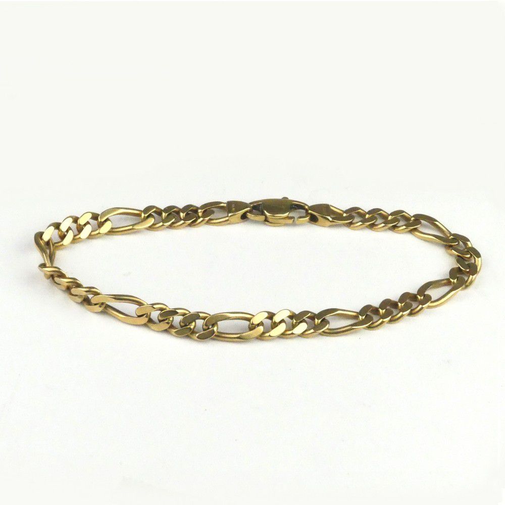 18ct. Gold Flat Curb Link Bracelet with Parrot Clasp - Bracelets ...