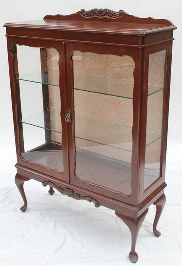 A Queen Anne Style Cedar China Cabinet 135 X 93 X 36 Cm