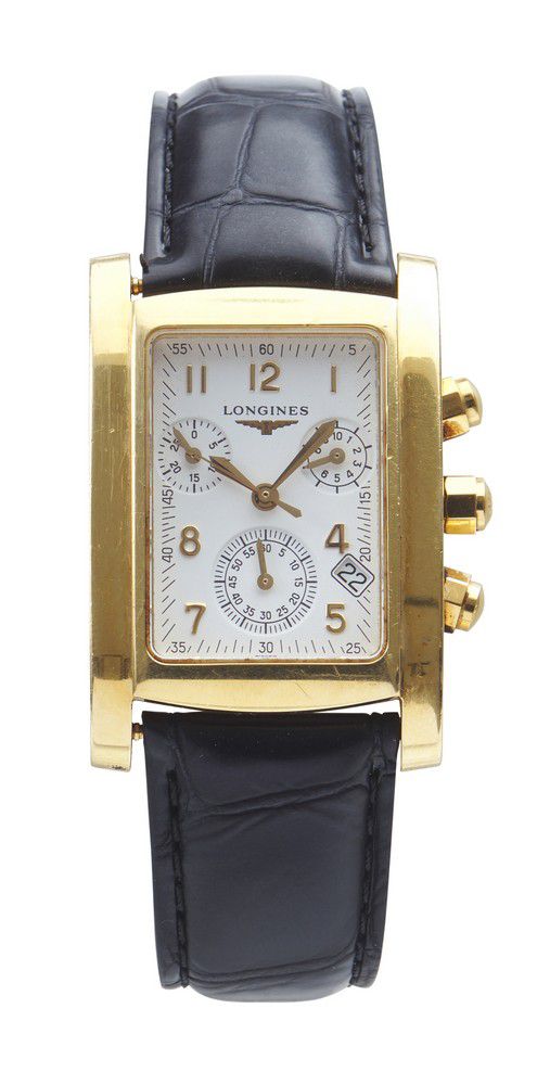 Gold Longines Chronograph Wristwatch with Papers - Watches - Wrist ...