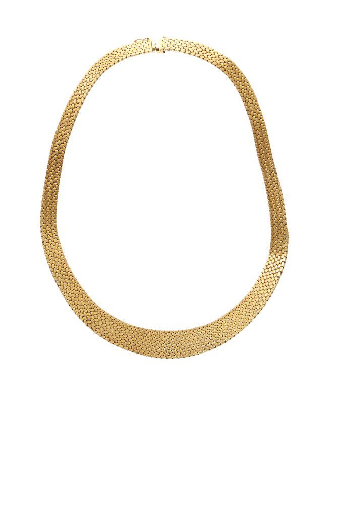 18ct Gold Woven Link Collar, 73.4g - Necklace/Chain - Jewellery