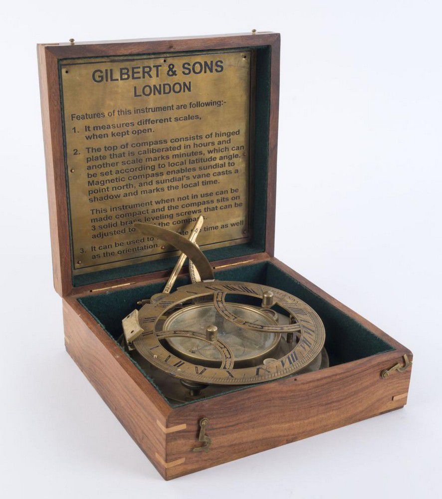 Details about   5'' Nautical Antique Gilbert & Sons London 1880 Brass Sundial Compass With Box 