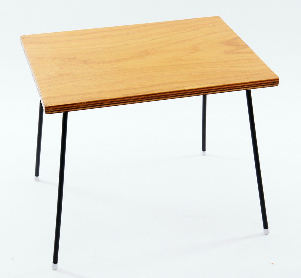 Wooden Top Metal Leg Side Table, c. 1950s Australia Australian