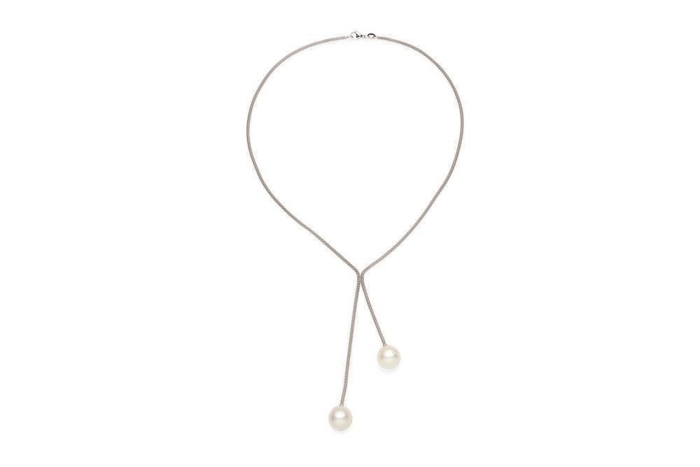 Gold and Pearl Lariat Necklace Necklace/Chain Jewellery