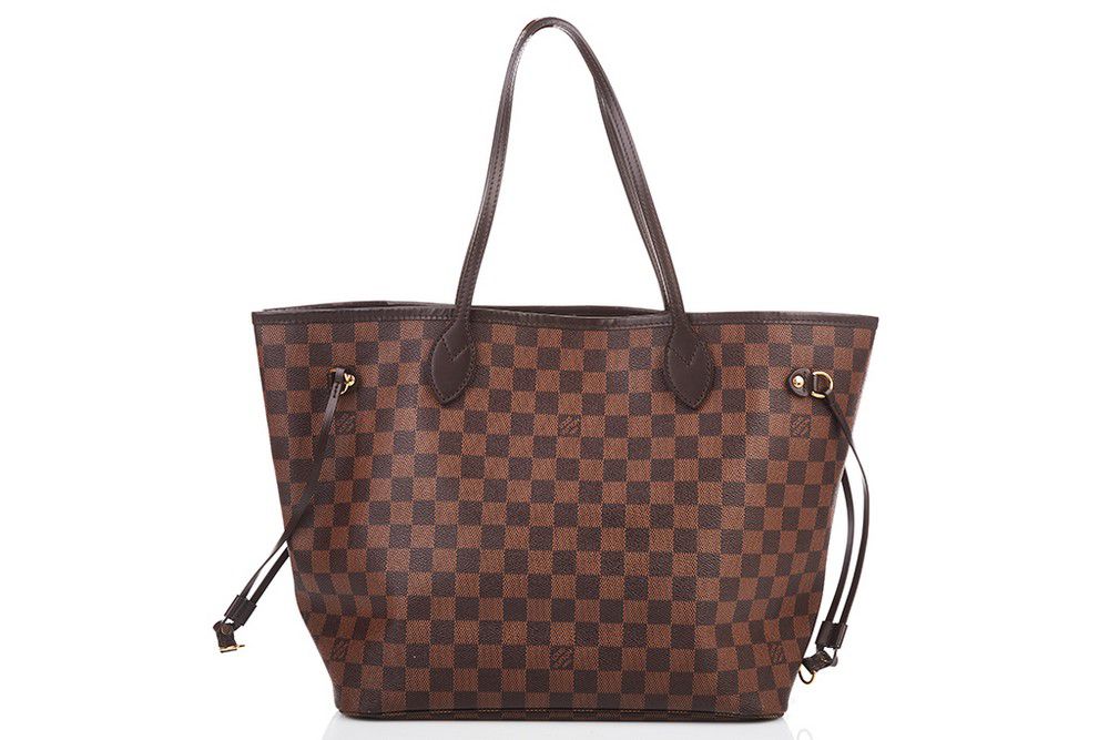 Louis Vuitton Damier Ebene Neverfull Tote with Red Lining