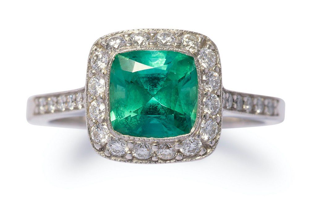 Tiffany & Co. Emerald and Diamond Cluster Ring - Rings - Jewellery