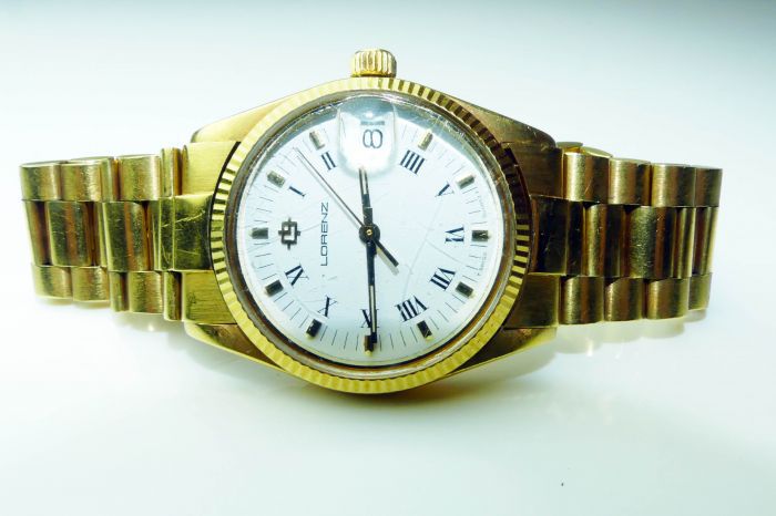 Lorenz 18ct Gold Watch with Fluted Bezel and Bracelet - Watches - Wrist ...