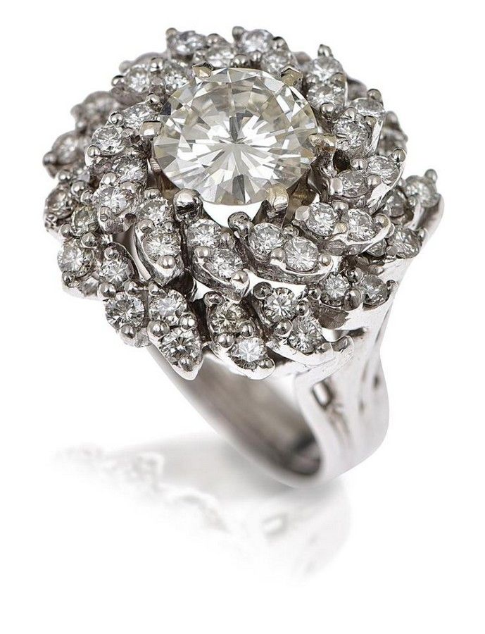 2.20ct Diamond Cluster Cocktail Ring in 14ct White Gold - Rings - Jewellery