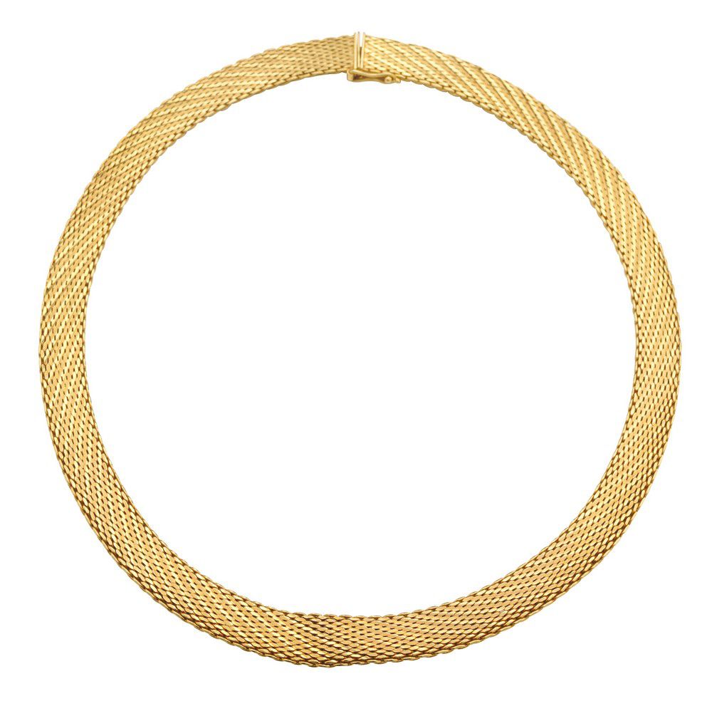 Textured 18ct Gold Mesh Collar with Continental Hallmarks - Necklace ...